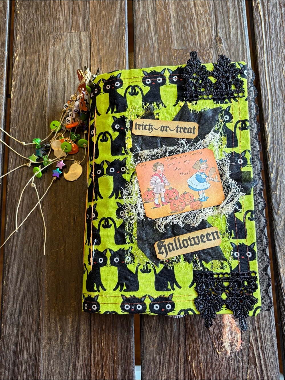 Halloween Junk Journal Black Cats Trick Or Treat Cat Softcover 3 Sig Decorated